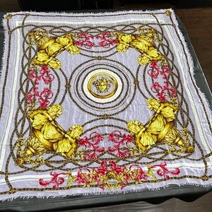 Versace Yellow and Red Baroque Scarf